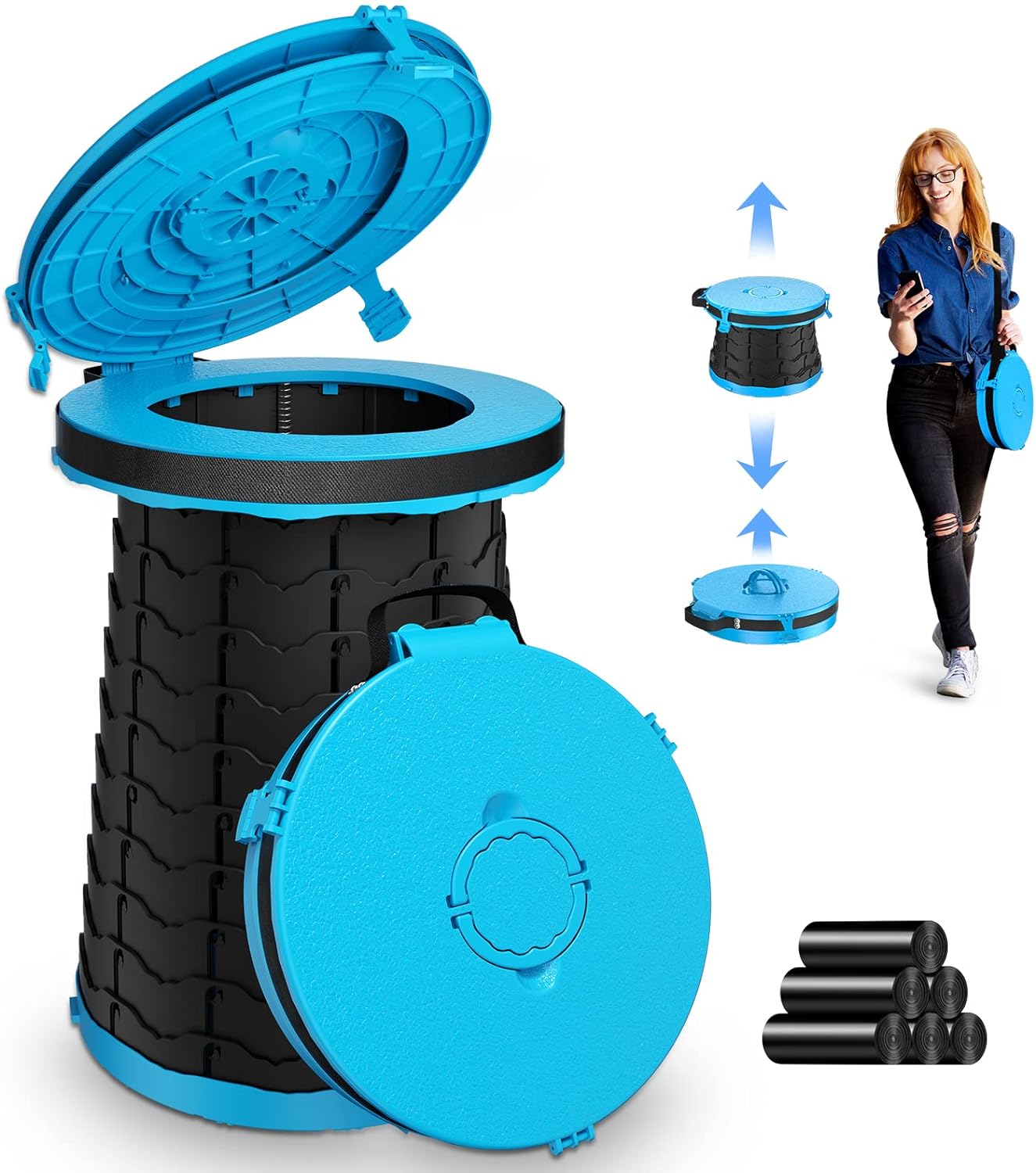 Adjustable Foldable Camping Toilet - Portable & Spacious