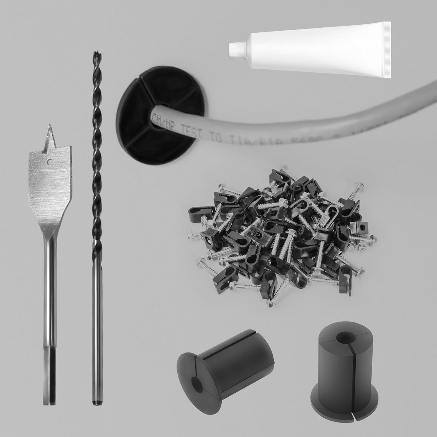 Starlink Cable Mounting Kit with Spade Bit & Clips