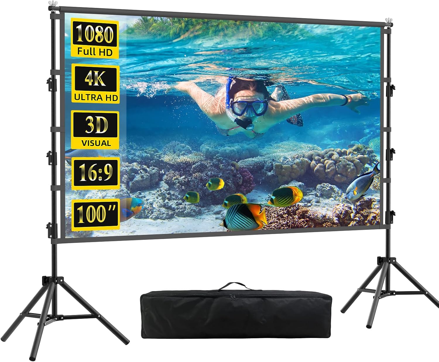 100 inch Projector Screen with Stand for Outdoor Movie Nights