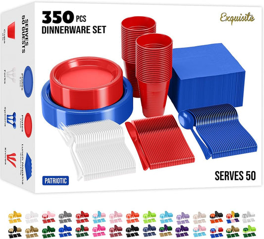 Patriotic Party Plates and Napkins Set for 4th of July Fun