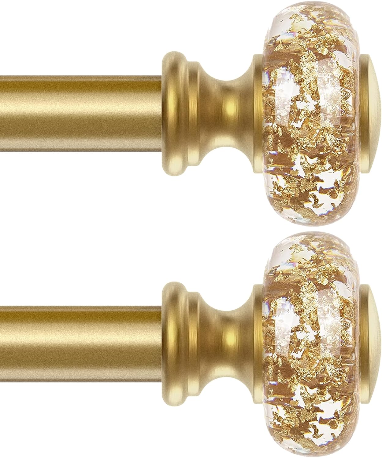 Sturdy 2 Pack Gold Curtain Rods for Windows 32-72 Inch Adjustable