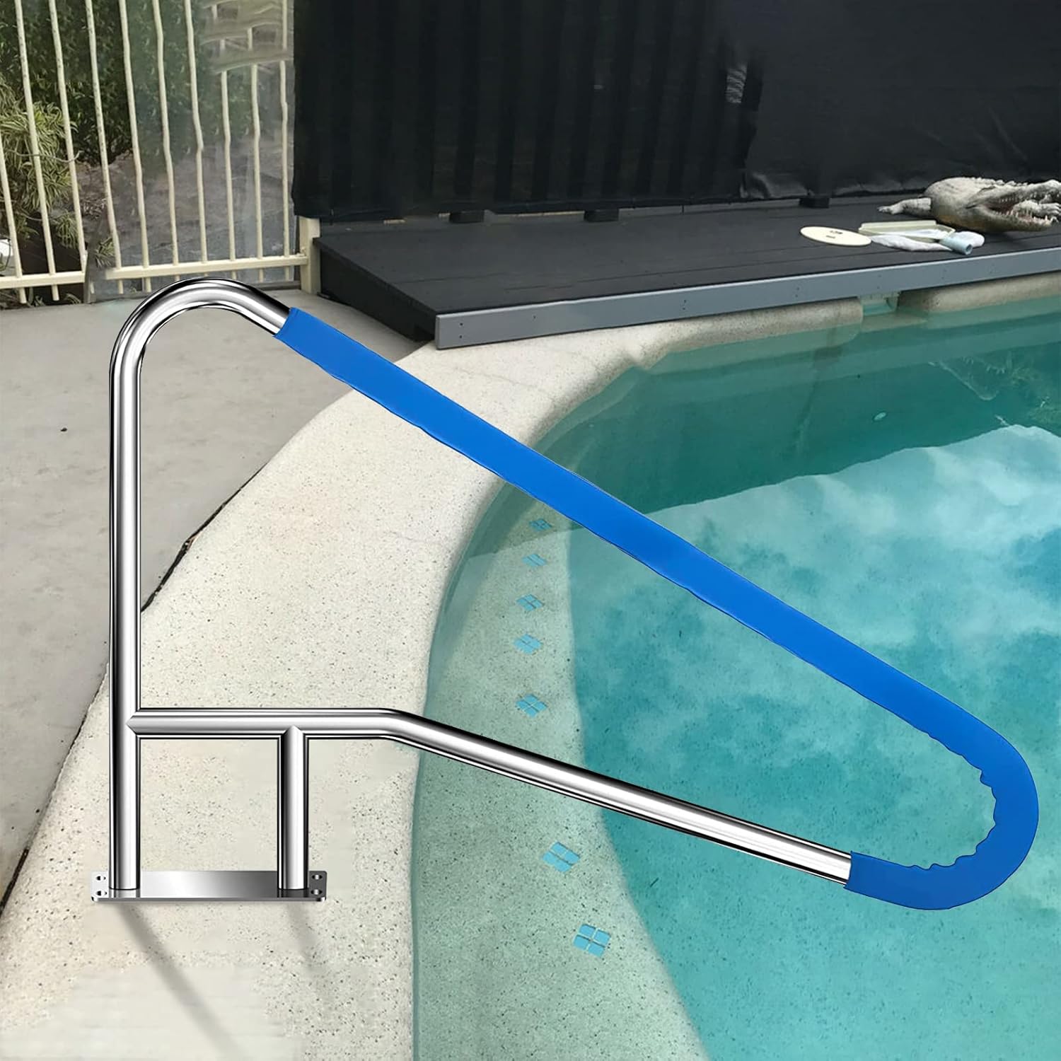 Pool Rail for Inground Pools with Nonslip Blue Cover - 304SS