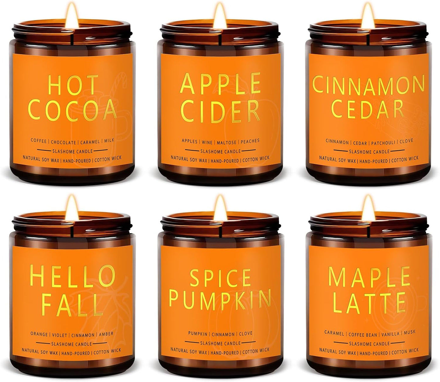 Fall Candles Set - Scented Soy Candles for Cozy Atmosphere
