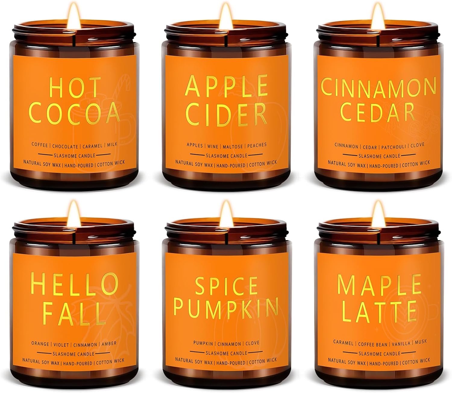Fall Candles Set - Scented Soy Candles for Cozy Atmosphere
