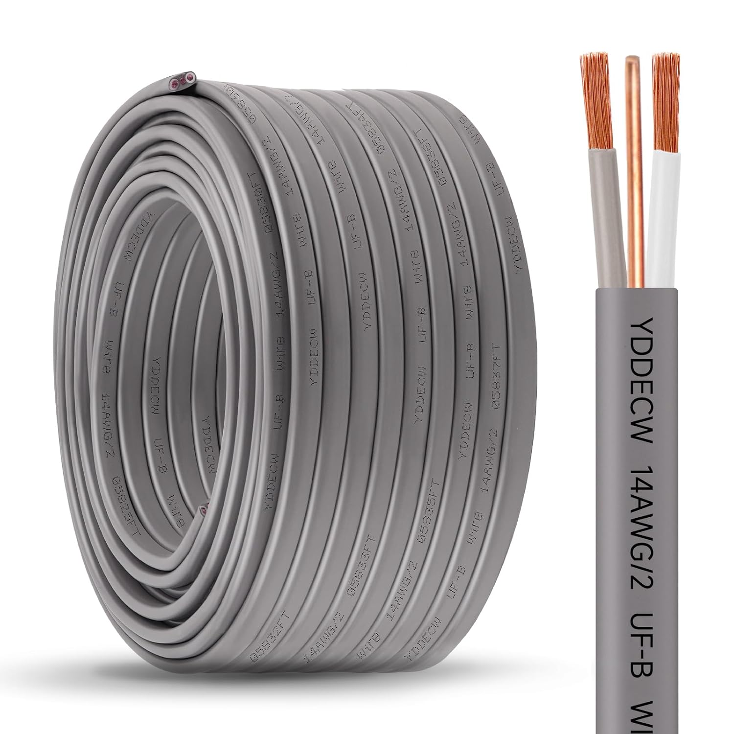 14/2 UF-B Wire - 100FT 100% Pure Copper for Direct Burial