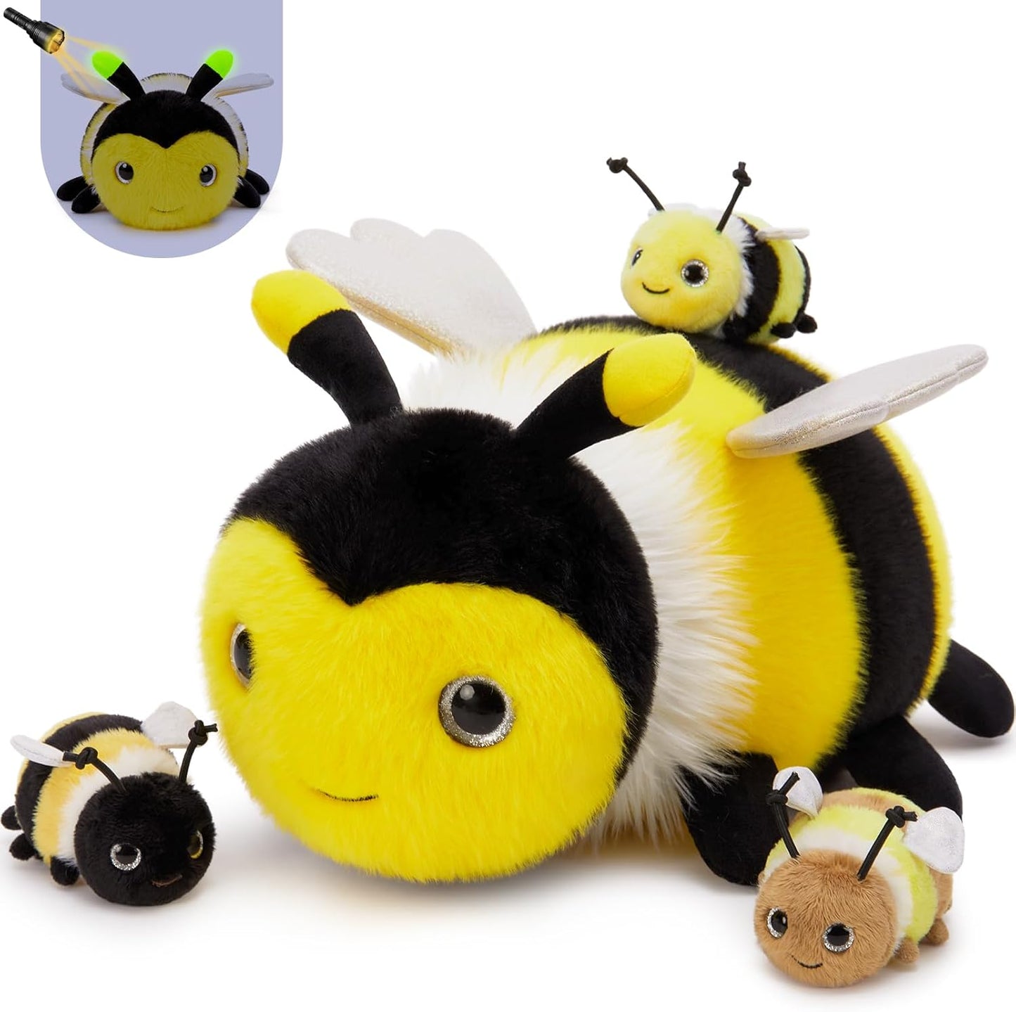 MorisMos Bee Plush Toy 15 Inch - Glow in The Dark Fun