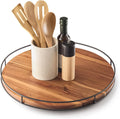 18in Acacia Wood Lazy Susan Turntable - Large Rotating Counter