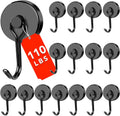 DIYMAG Black Magnetic Hooks 16Pack - Heavy Duty 110LBS Swivel Hooks