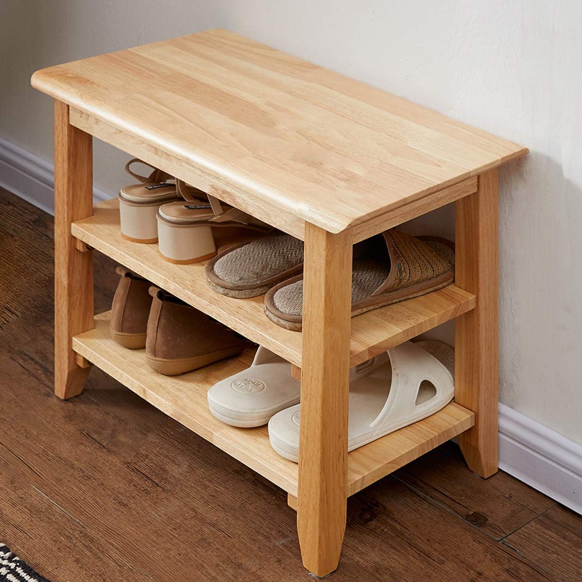 XKZG Storage Bench Wooden Shoe Rack for Entryway and More