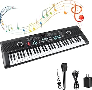 61 Keys Electronic Digital Piano with Built-In Speaker and Microphone