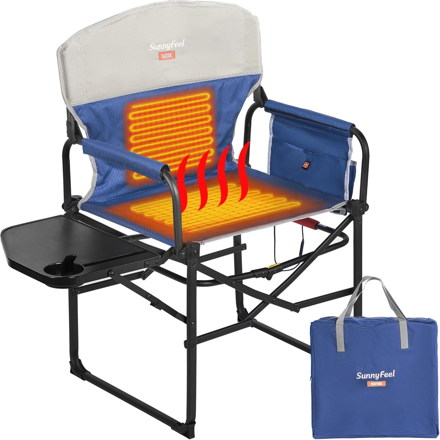 SunnyFeel Heated Camping Directors Chair for Outdoor Comfort