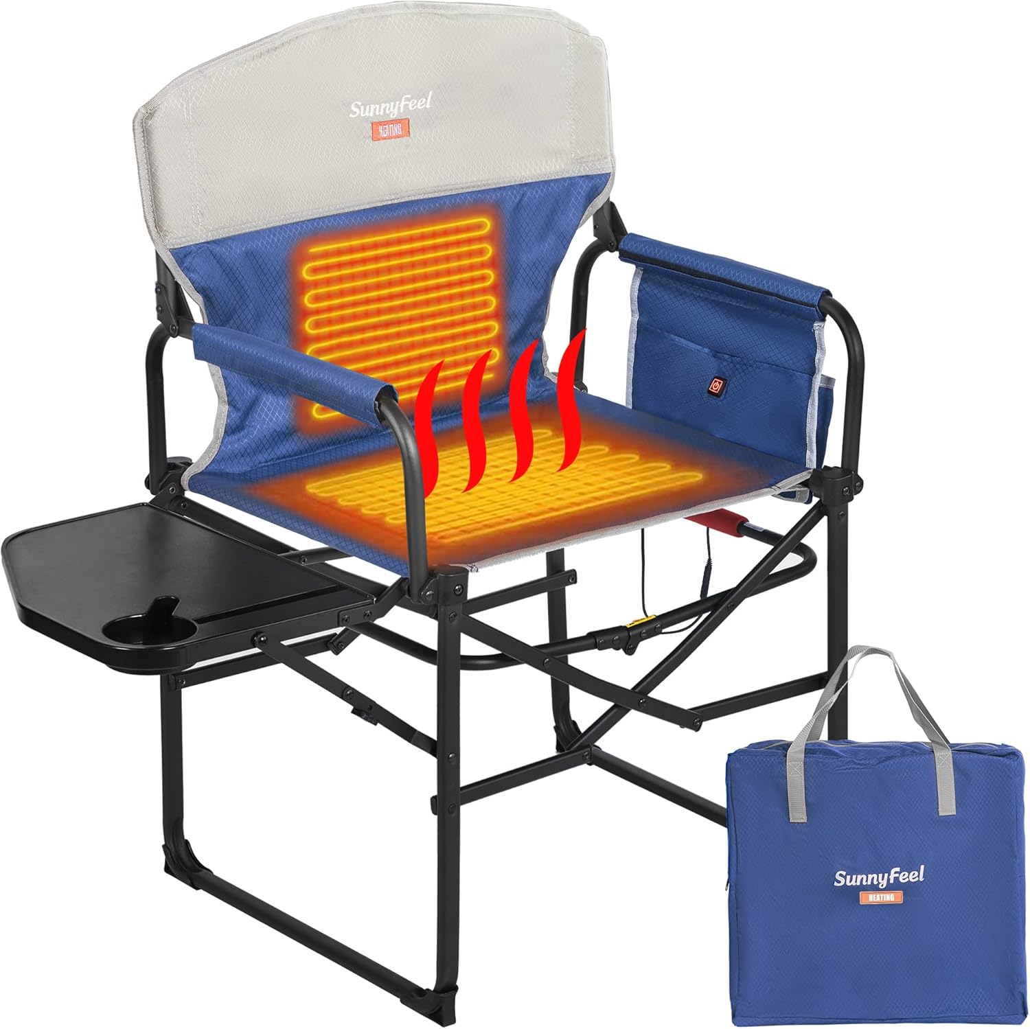 SunnyFeel Heated Camping Directors Chair for Outdoor Comfort