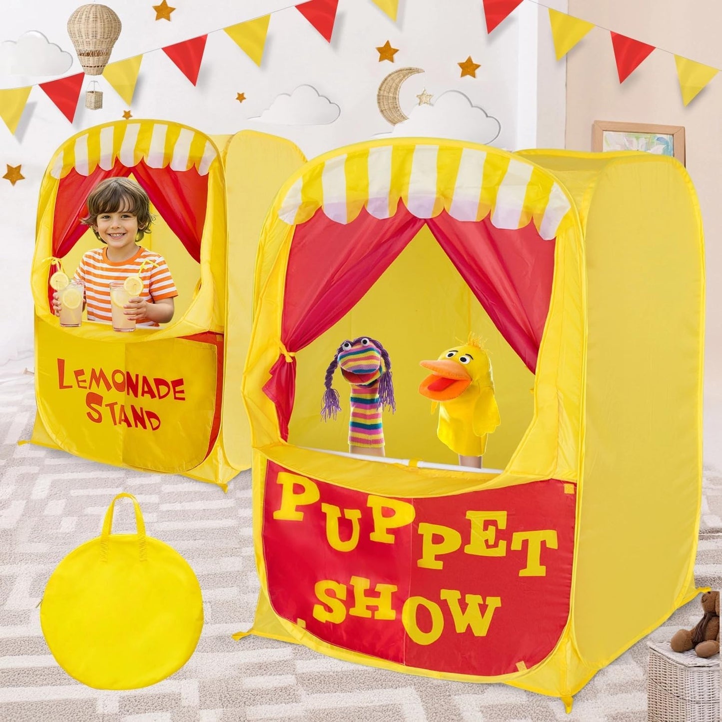 Alvantor Pop Up Puppet Show Theater & Lemonade Stand Fun
