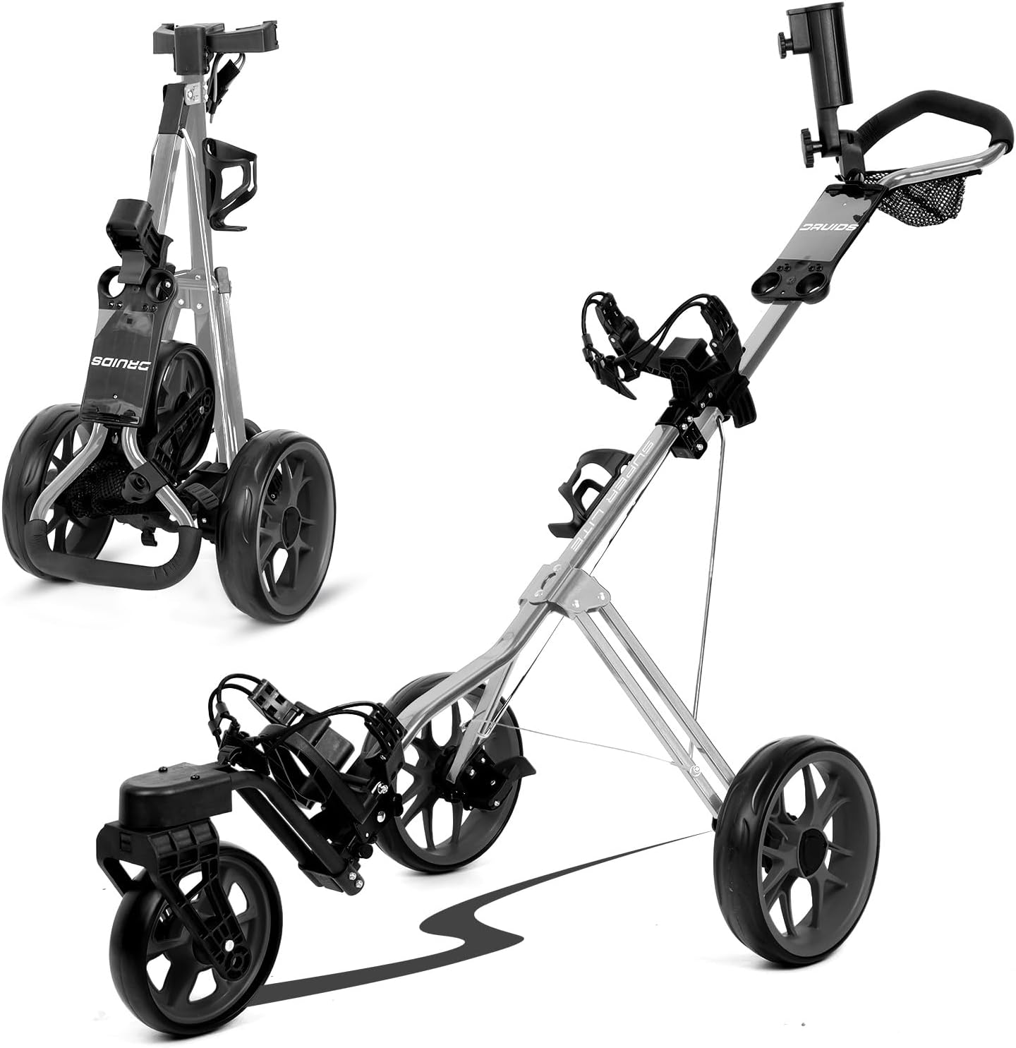 DRUIDS 360 Push Cart: Lightweight, Swivel, Portable Golf Caddy