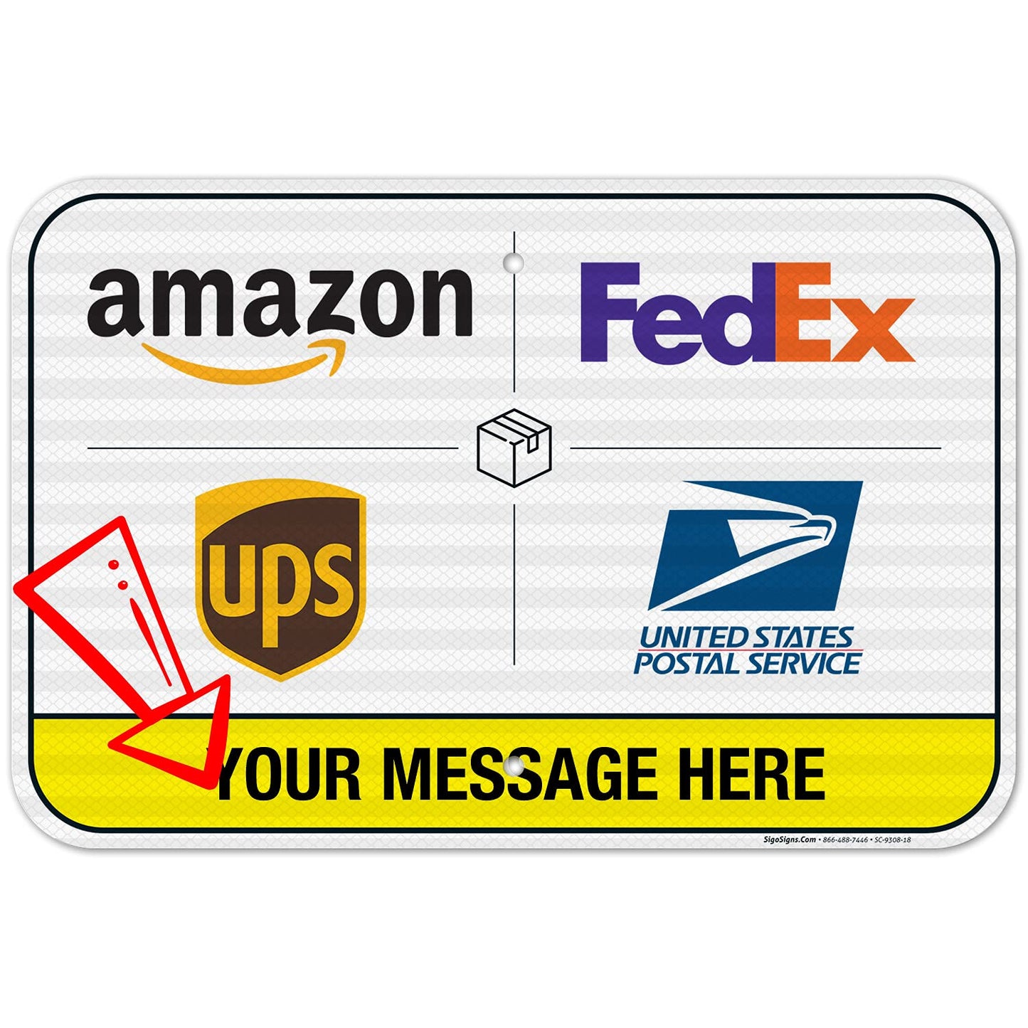 Custom Package Delivery Sign, 12x18 in Reflective Aluminum