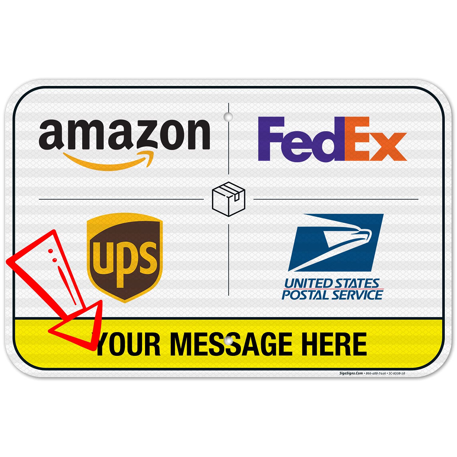 Custom Package Delivery Sign, 12x18 in Reflective Aluminum