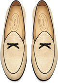 Journey West Men's Vintage Loafers - Classic Raffia Bowtie Style
