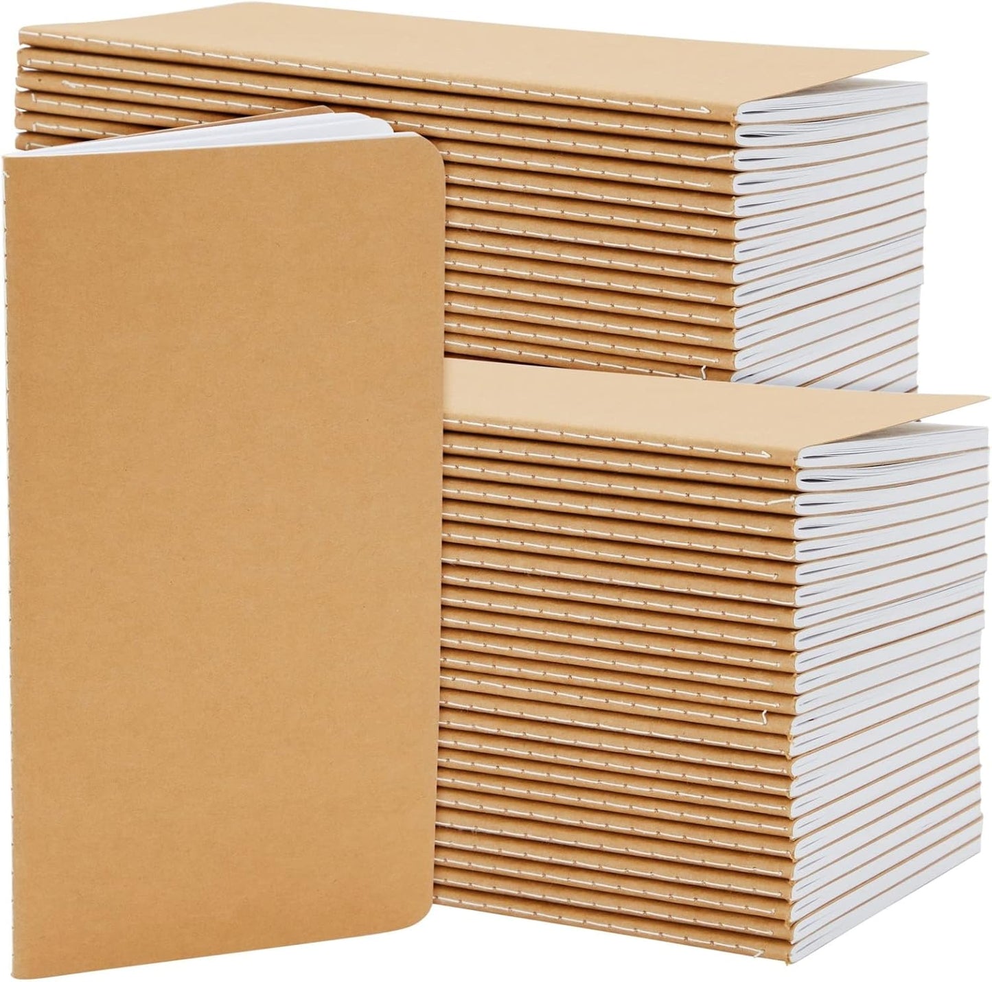 Kraft Brown Lined Notebooks for School - 48 Pack of 4.3 x 8.2 In