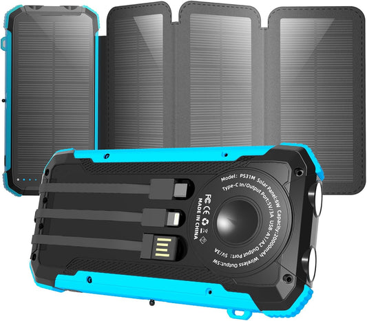 Solar Charger Power Bank 20000mAh for Camping and Hiking