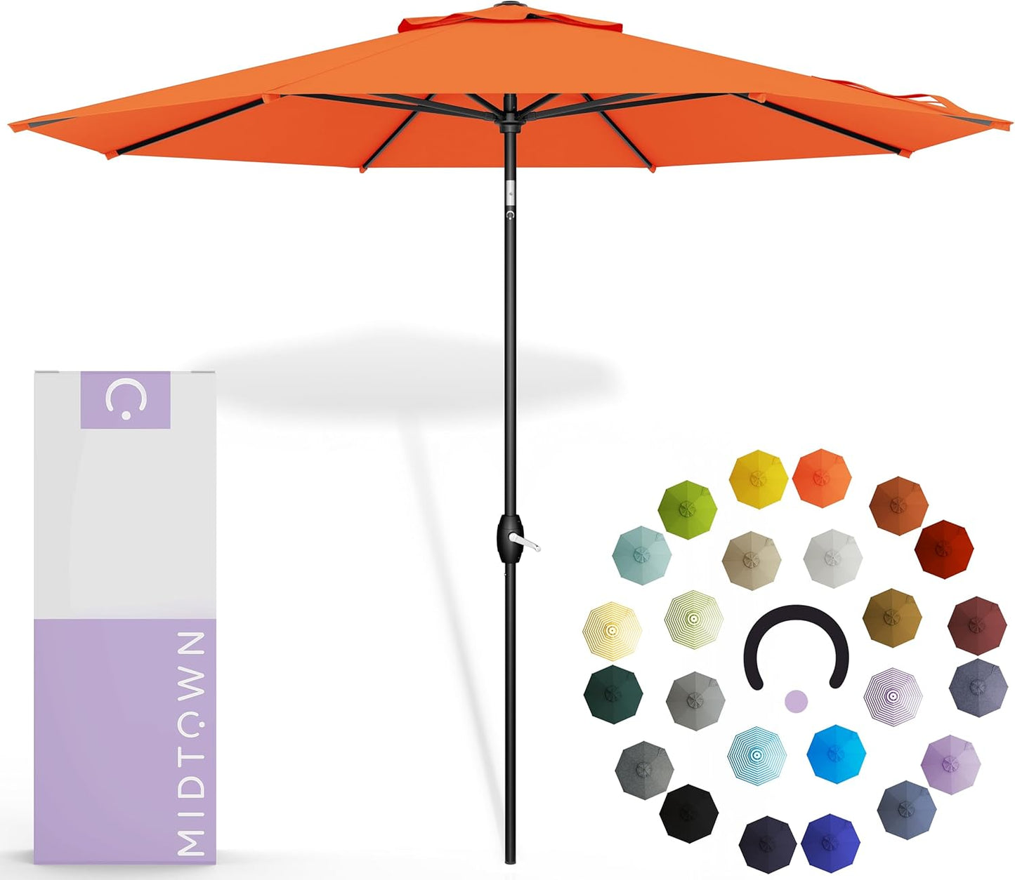 Midtown Umbrellas 10 Ft UV Proof Bright Orange Patio Umbrella