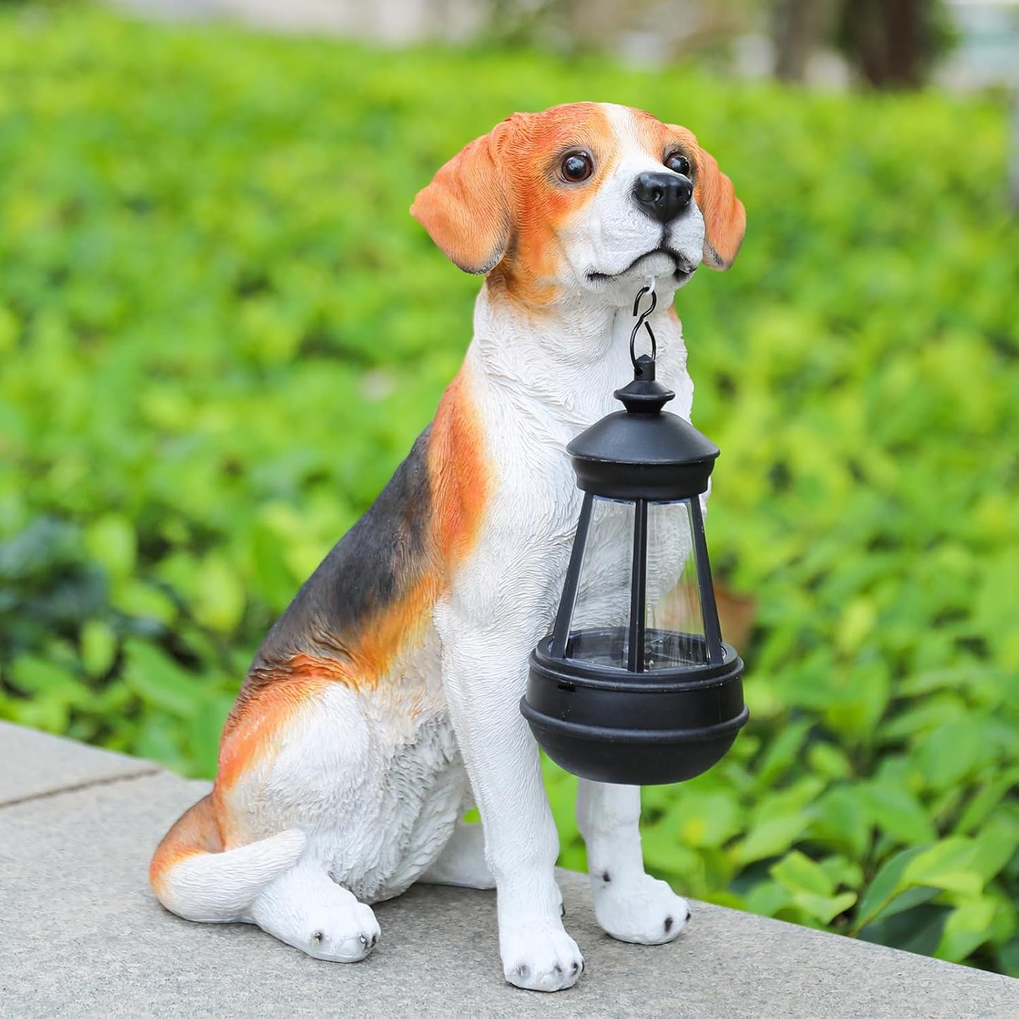 Solar Dog Statue Outdoor Decor - Beagle Dog with Solar Lights