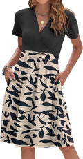 AUSELILY Floral Print Summer Dress with Relaxed Short Sleeves