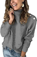 KIRUNDO Women's 2023 Fall Winter Long Sleeve Knit Sweater Turtleneck