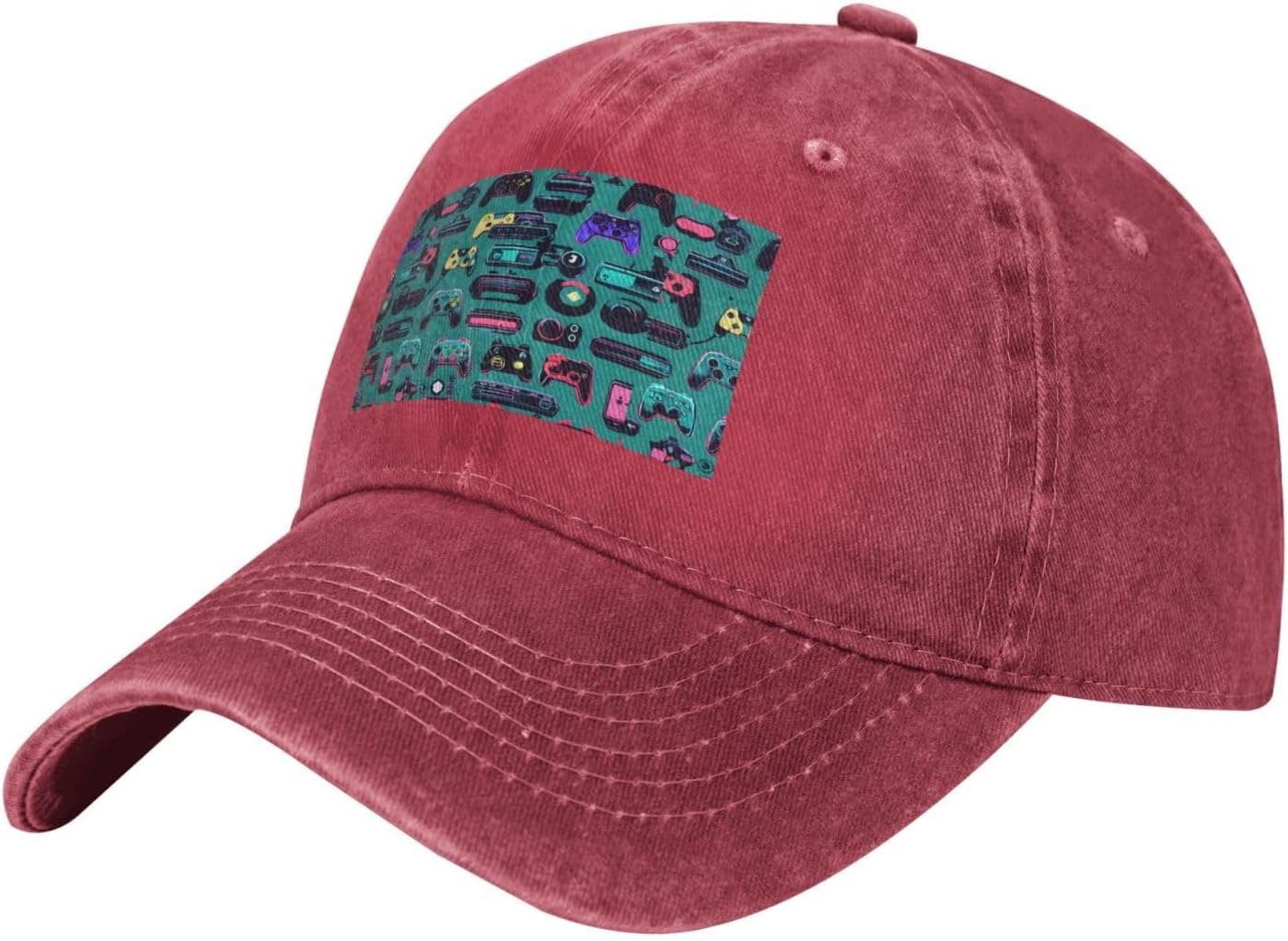 BREAUX Gaming Controller Print Denim Baseball Cap - Sun Protection