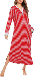 Ekouaer Womens Nightgown Long Loungewear V Neck Sleepwear