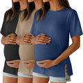 Ficerd 3 Pack Women's Maternity T Shirts - Comfortable Side Split Tees