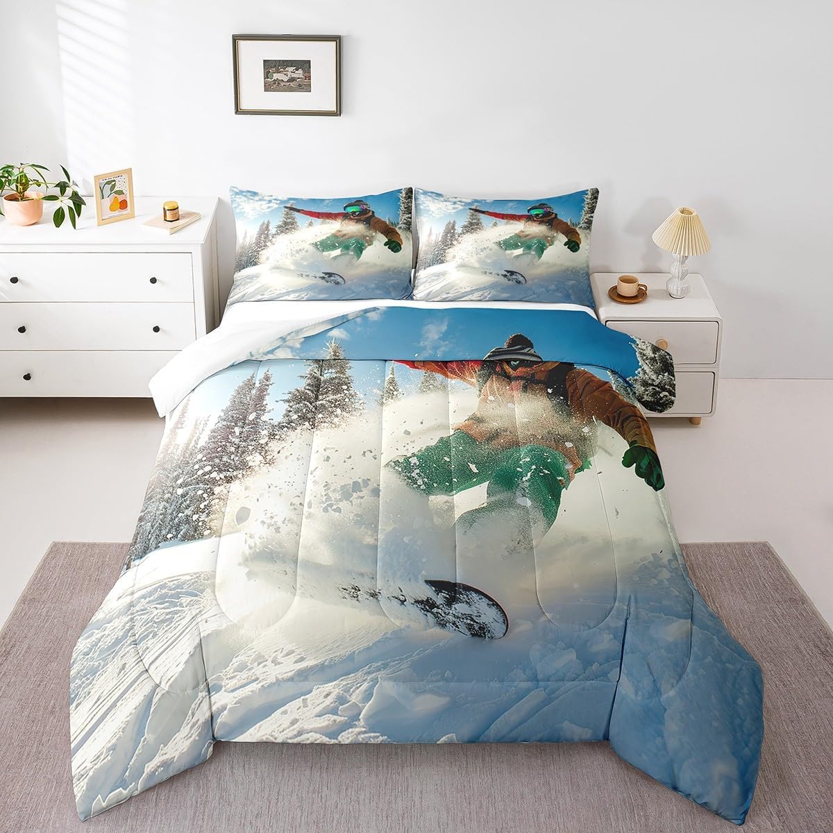 Cozy Ski Sports Queen Comforter Set