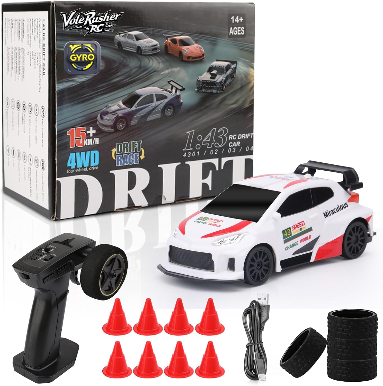 2025 New Upgrade 1/43 Scale Mini RC Drift Car for Kids