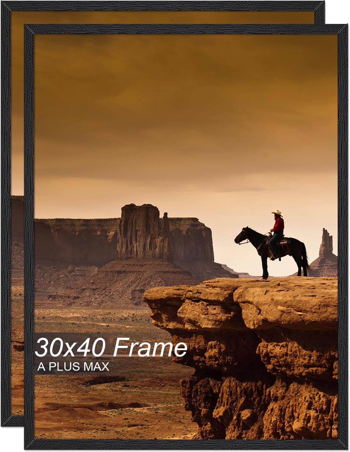 30x40 Picture Frame Set of 2 - Black Engineered Wood Design