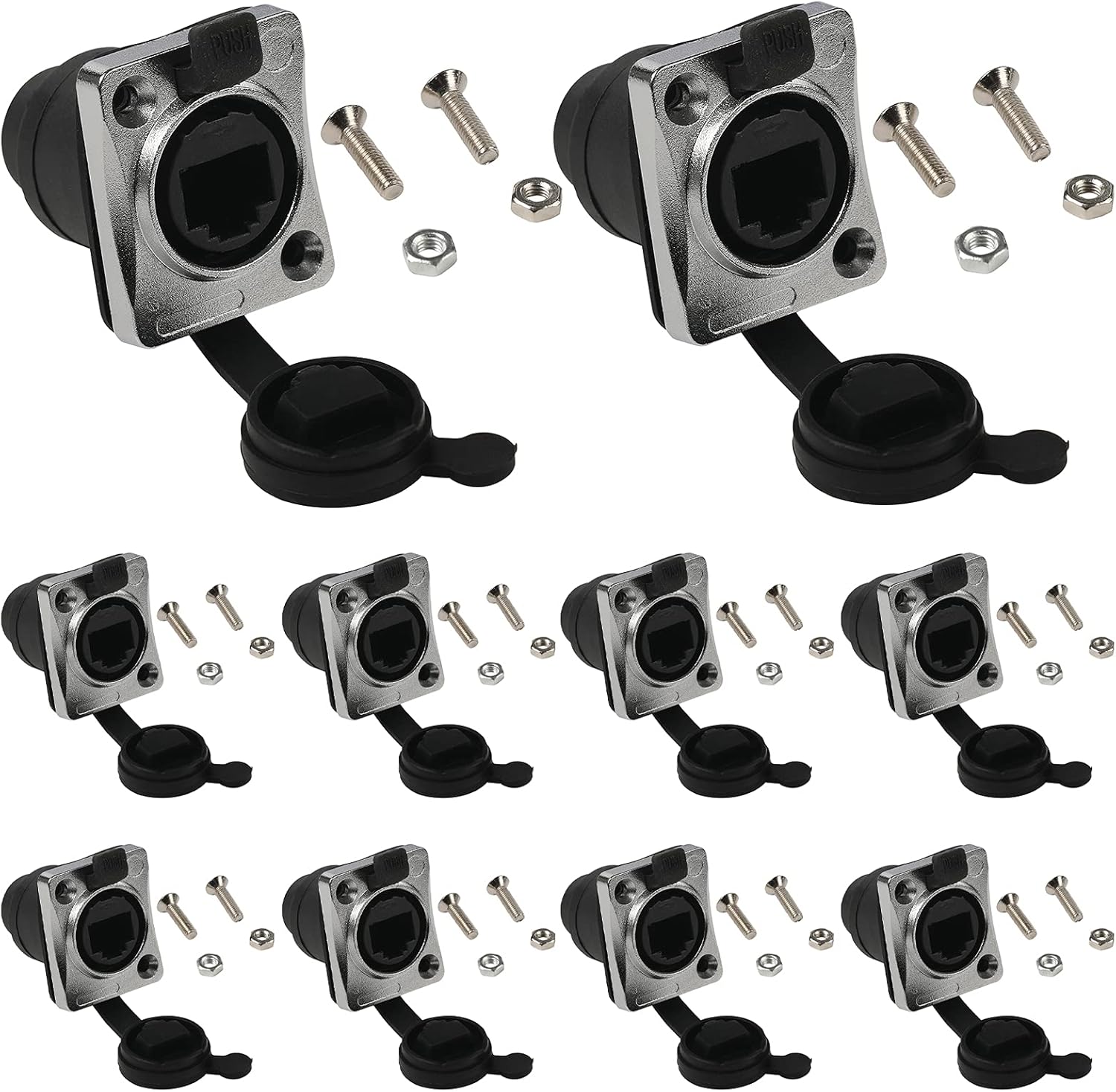 10PCS Panel Mounting RJ45 IP65 Waterproof PCB Signal Connectors