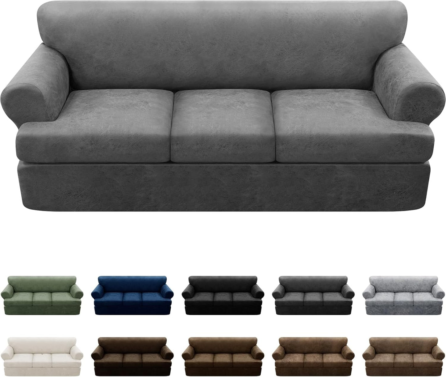 4-Piece T Couch Cover - Stylish Leather Look Slipcovers