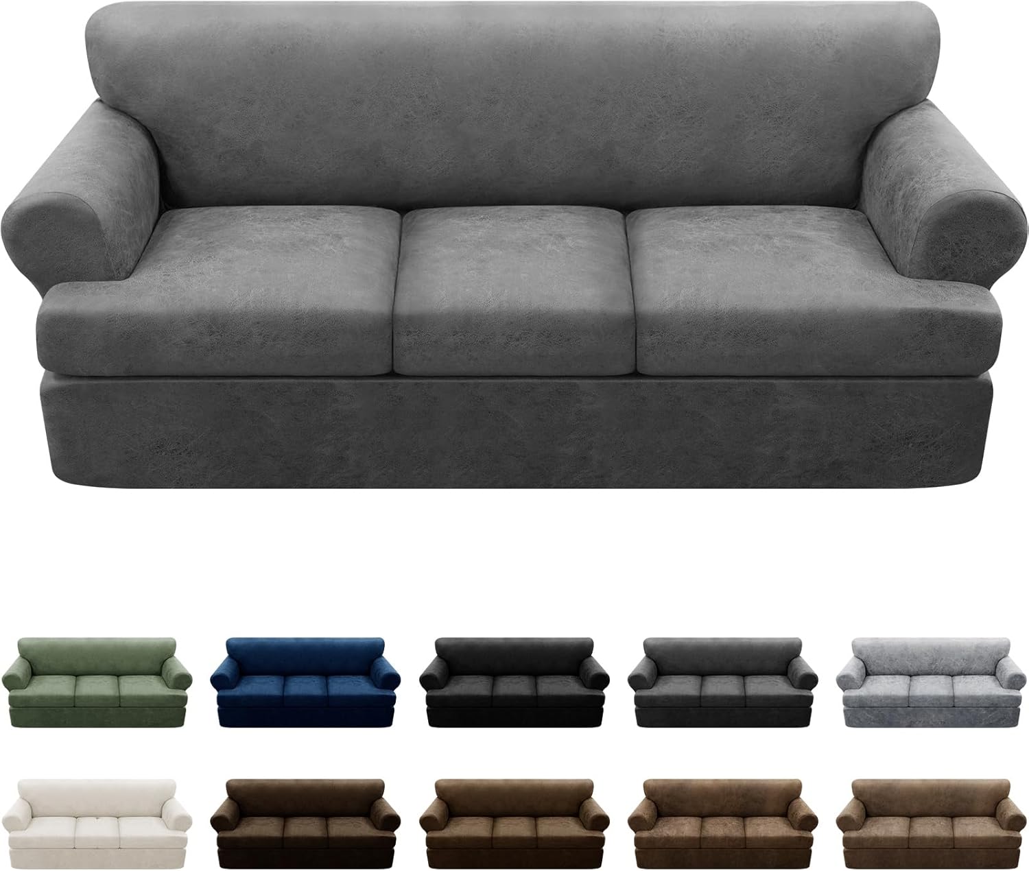 4-Piece T Couch Cover - Stylish Leather Look Slipcovers