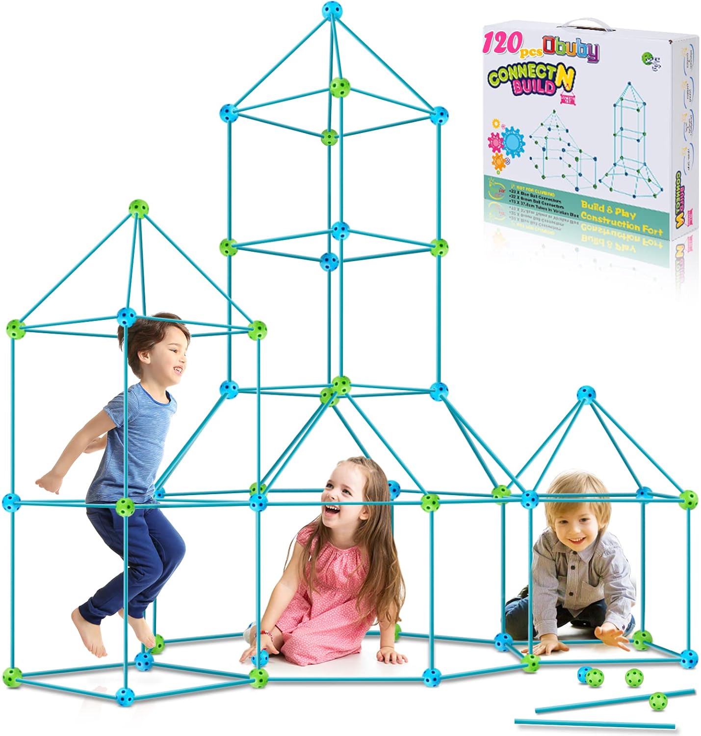Kids Fort Building Kit 120 Pieces for Creative Indoor Fun