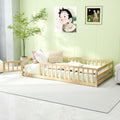 KOMFOTT Twin Size Wood Floor Bed with Door & Fence for Kids