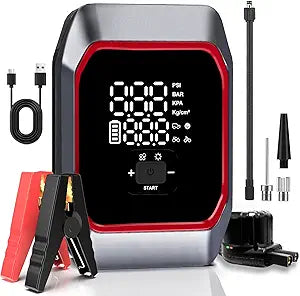 Portable Car Battery Jump Starter with Air Compressor and Screen