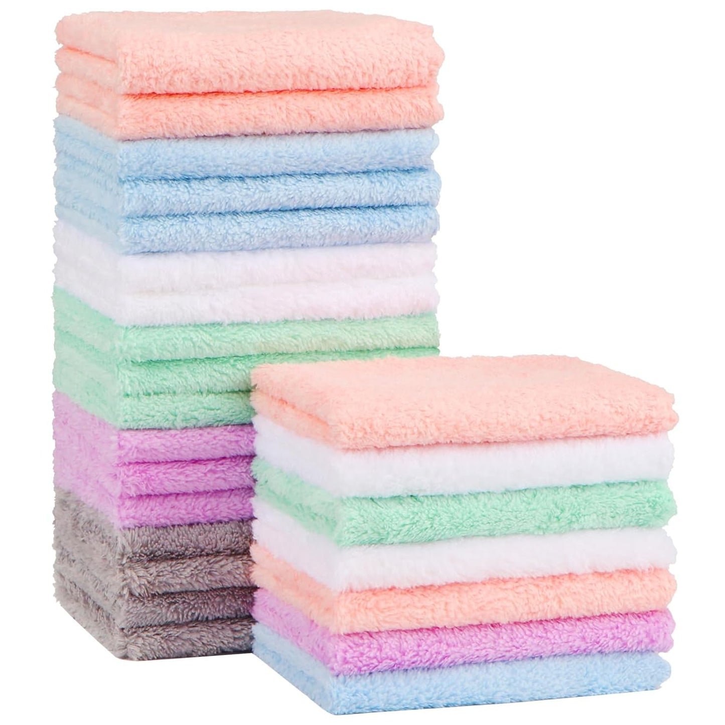 Ultra-Soft Baby Washcloths - 24-Pack Microfiber Towels