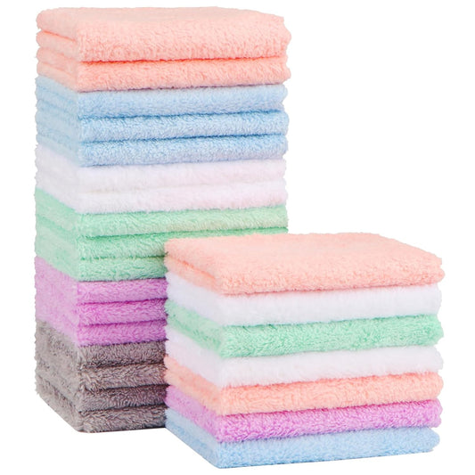 Ultra-Soft Baby Washcloths - 24-Pack Microfiber Towels