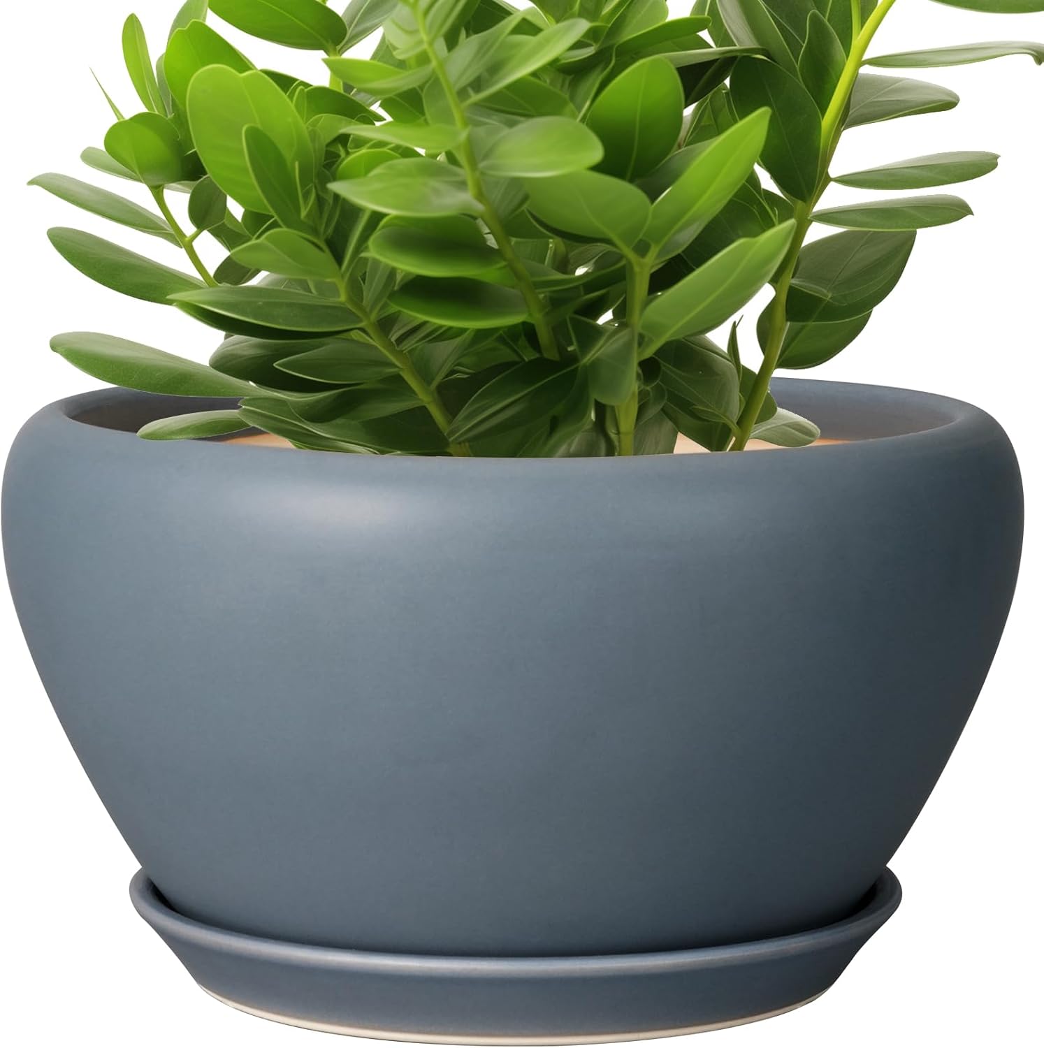 Ceramic Plant Pot - 11 Inch Indoor Planter with Drainage Hole