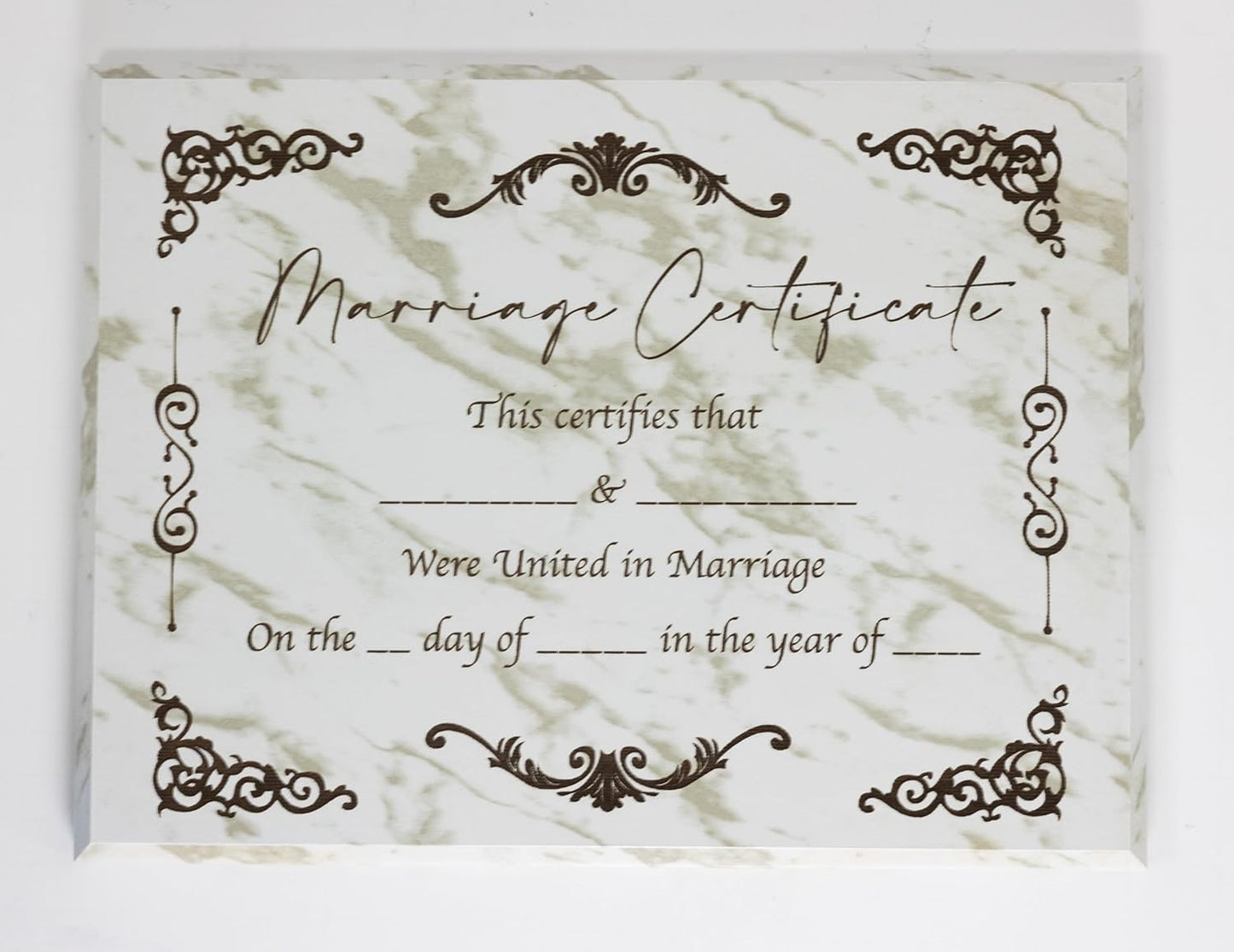 Handcrafted Marriage Certificate Plaque for Elegant Display