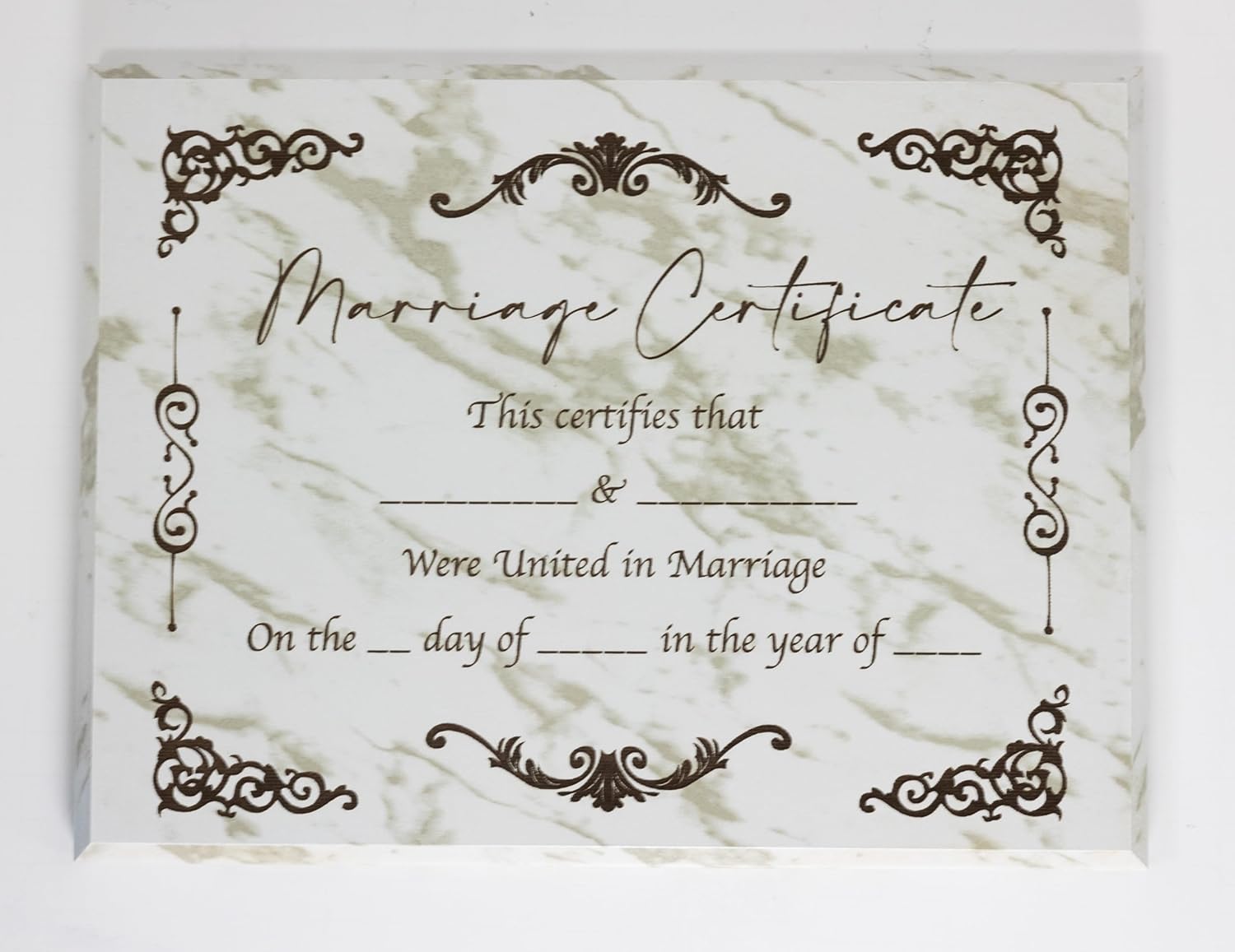 Handcrafted Marriage Certificate Plaque for Elegant Display