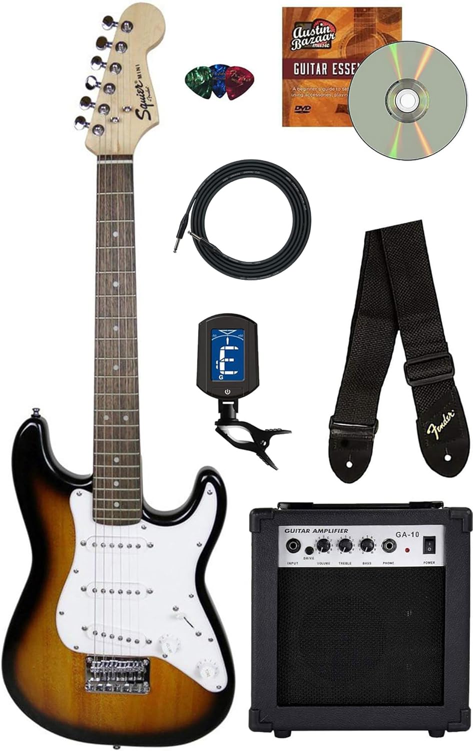 Fender Squier 3/4-Size Kids Mini Strat Electric Guitar Bundle