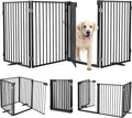Metal Freestanding Dog Gates with Door 24in Wide - Foldable Pet
