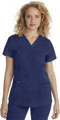 Women's Healing Hands Scrub Top with 3 Pockets and Stretchy Fabric
