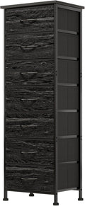 Fixwal Black Oak Tall Dresser with 7 Fabric Drawers for Storage