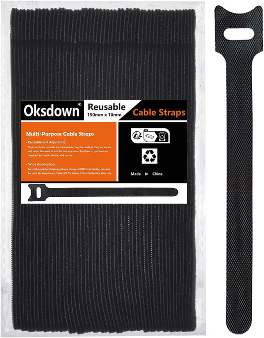 50 Pack Reusable Cable Straps by Oksdown - Tidy Any Cables!