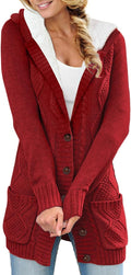 Sidefeel Women's Hooded Fleece Lined Cardigan Sweater
